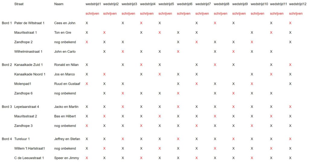 darten 275 jaar - schema 1